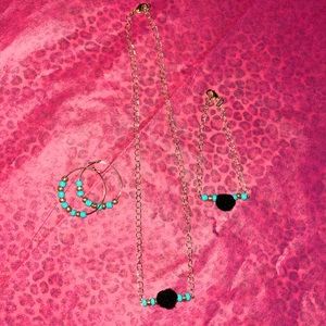 Gold, Turquoise Beaded